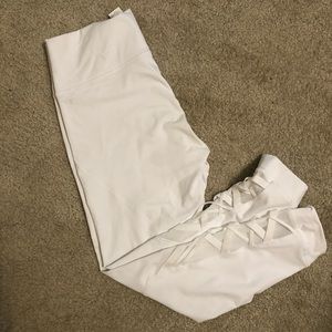 Fabletics white leggings with mesh detail